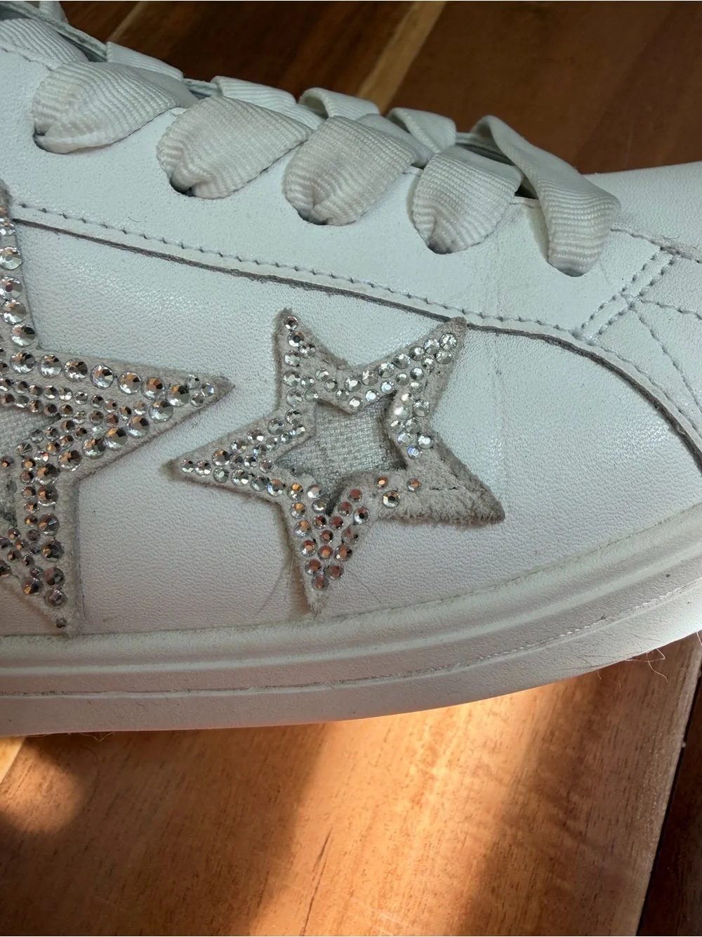 kate spade White Leather Sneakers with Silver Star Accent
